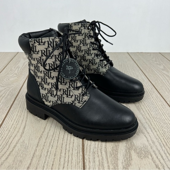 Lauren Ralph Lauren Shoes - Lauren Ralph Lauren Carlee Women's Lug Sole Lace-up Boots 7.5B Black $225